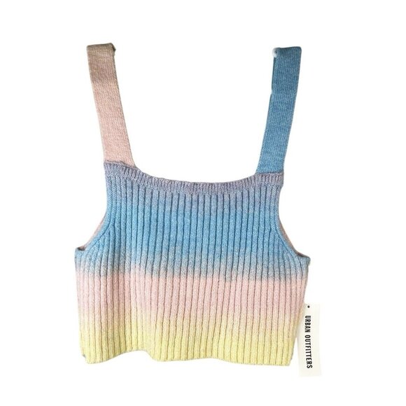 Out from Under Knit Cropped Tank Top Crop Women's Large Pastel Ribbed Festival - Picture 2 of 8